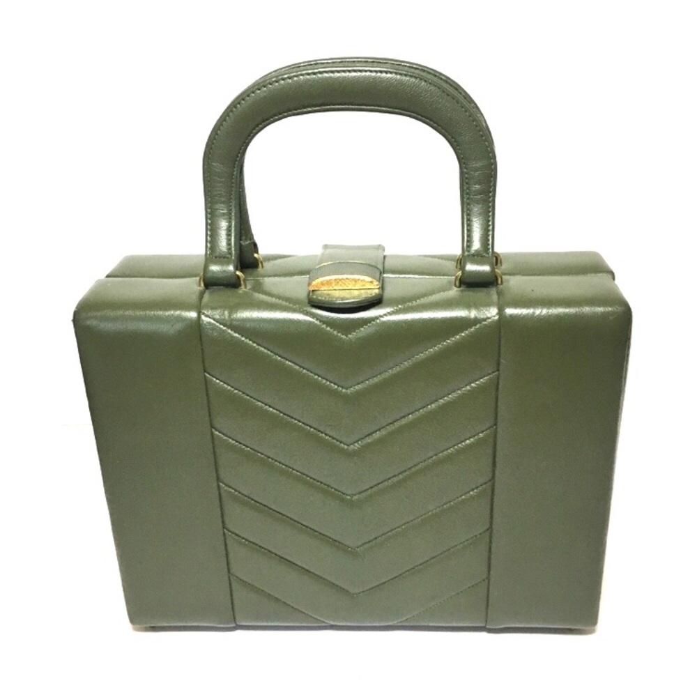 Olive soft quilted leather small suitcase purse